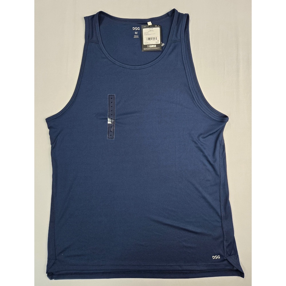 DSG Mens Run Tank University Navy Blue Reflective Moisture Wicking Size M NWT